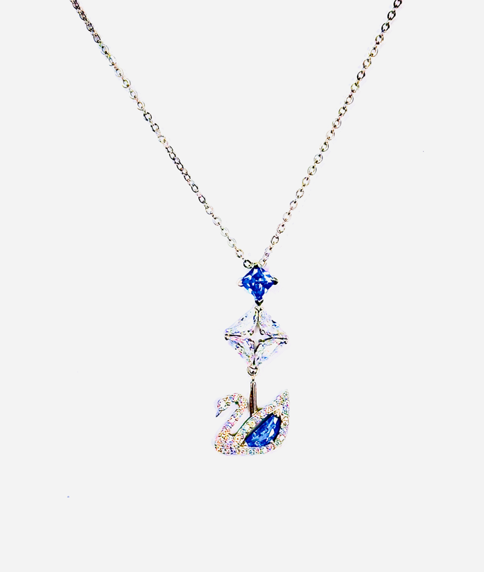 Blue swan necklace